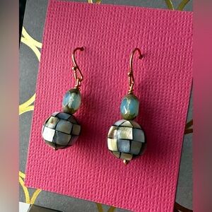 Elegant Gold and Blue Mosaic Earrings